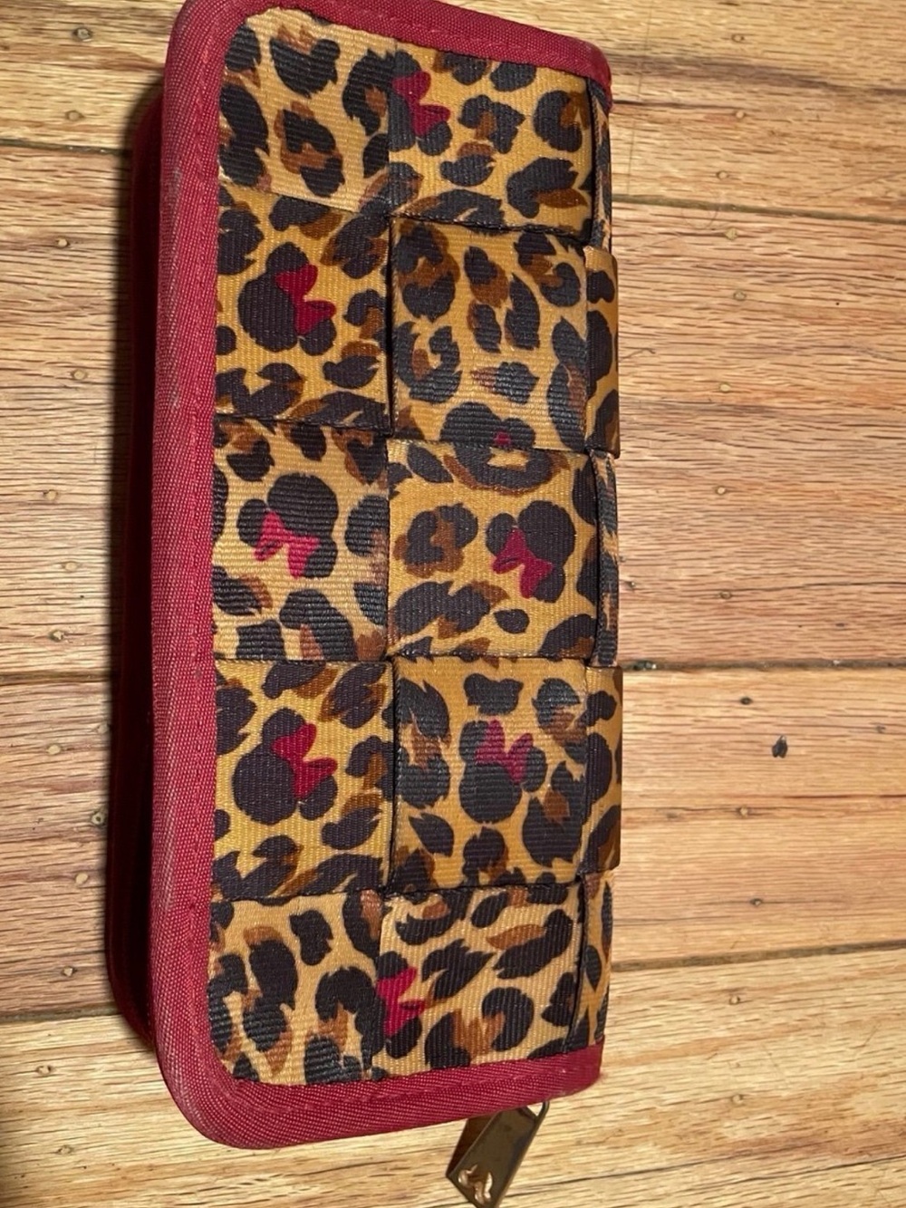 Harveys Leopard Print Zip Wallet with Red Trim